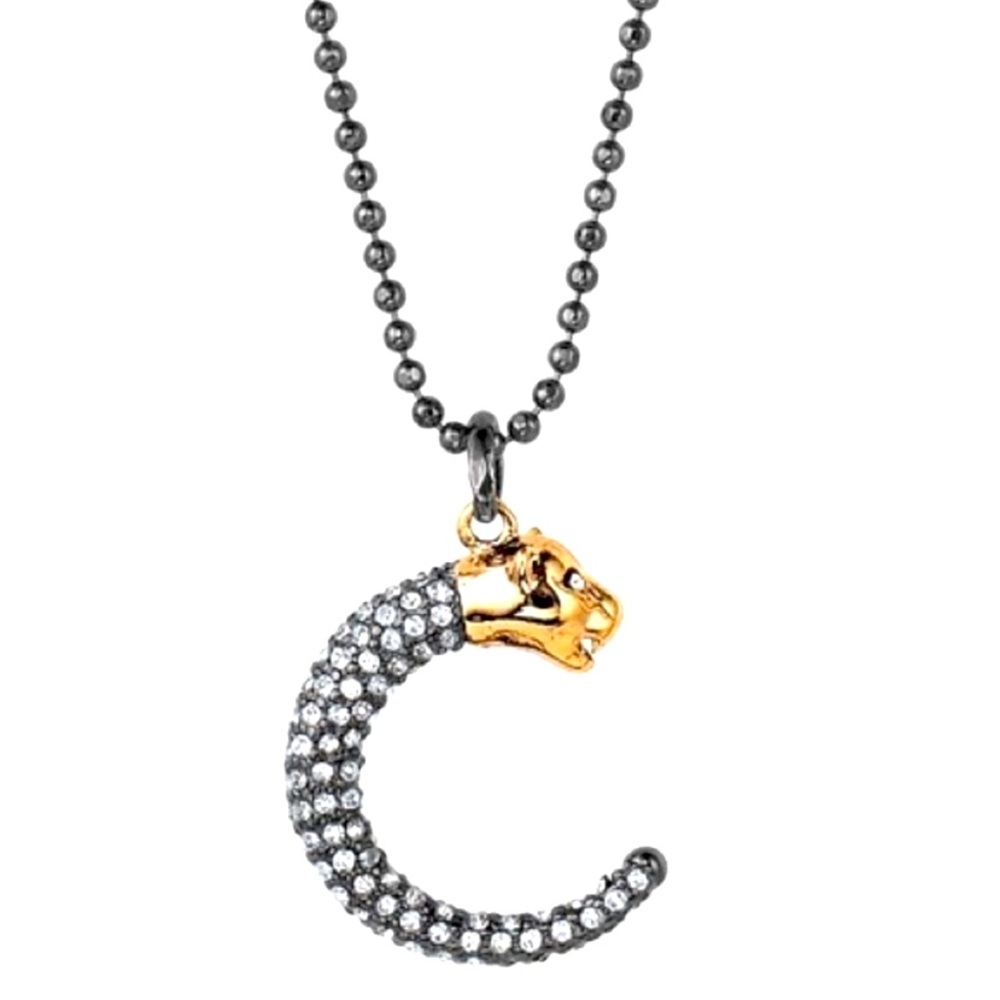 :: Stella & Dot RARE Panther Hematite & Pave Crystal Necklace